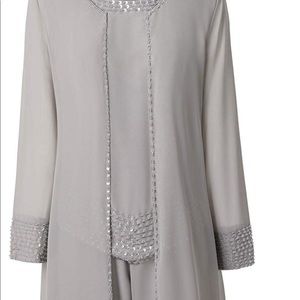 Fuchsia mother of the bride chiffon pant suit